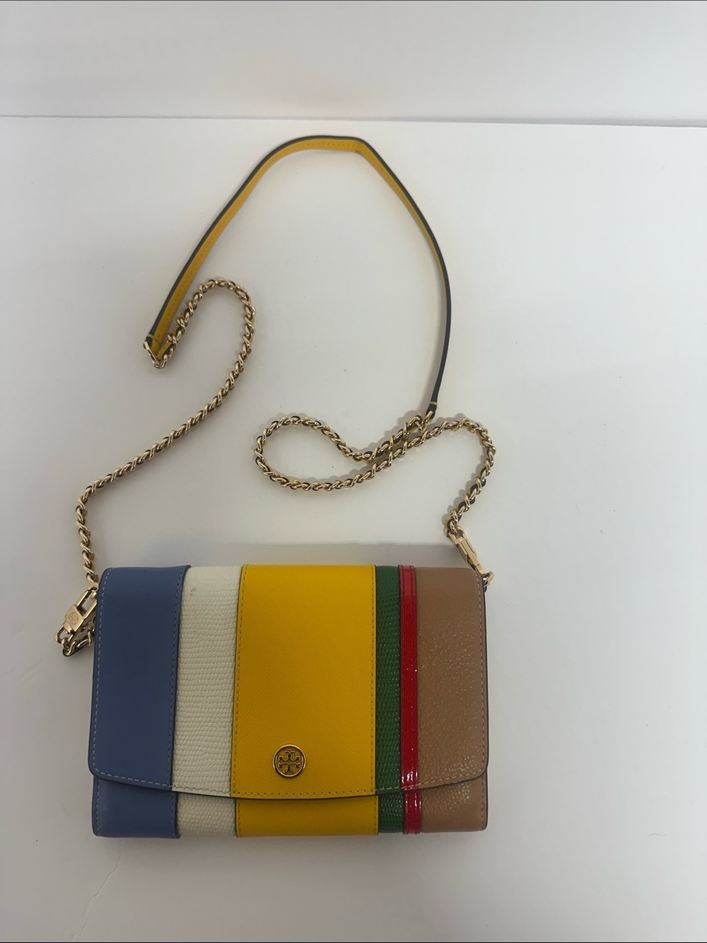 Tory Burch Robinson Ballon Stripe Convertible Shoulder Bag MSRP 498